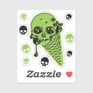 Pegatina de cono de helado de veneno verde