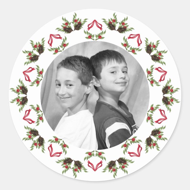 Pegatina de conos de pino y bayas mandala (Anverso)