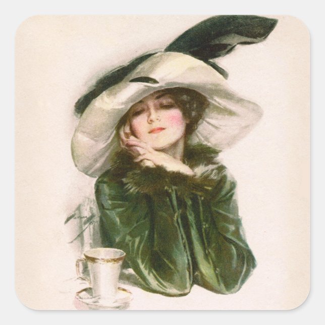 Pegatina de "Contentment" de Harrison Fisher (Anverso)