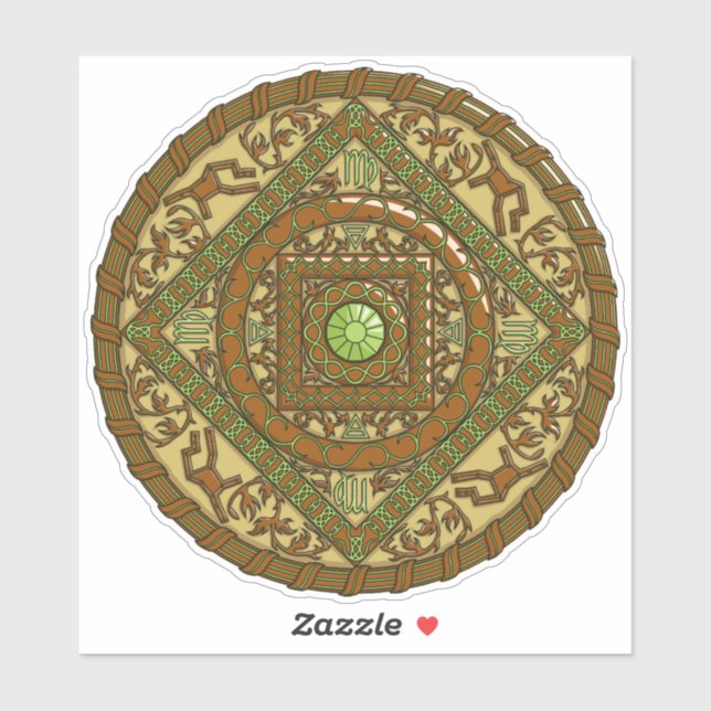 Pegatina de contorno de mandala de Virgo (Hoja)