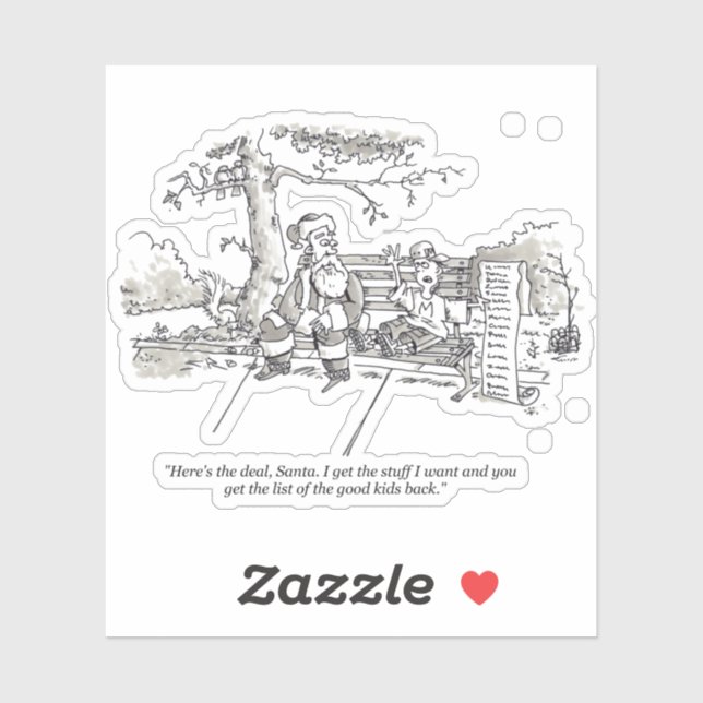 Pegatina de contorno de niño malo de Santa Mala (Hoja)