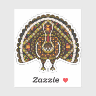Pegatina de contorno de pavo de otoño