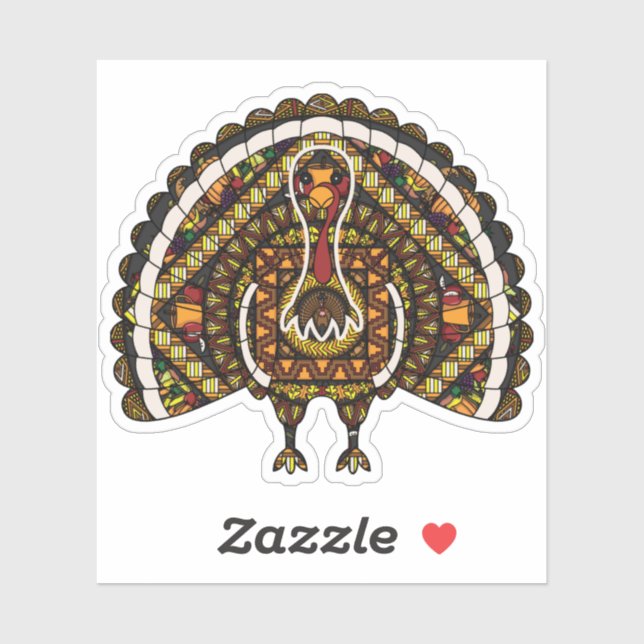Pegatina de contorno de pavo de otoño (Hoja)