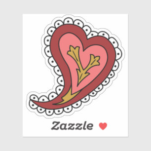 Pegatina de contorno del corazón de Paisley