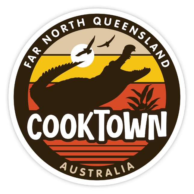 Pegatina de Cooktown, Queensland Australia (Cooktown Far North Queensland, Australia Retro Round Sticker)