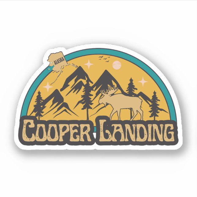 Pegatina de Cooper Landing, Alaska (Anverso)
