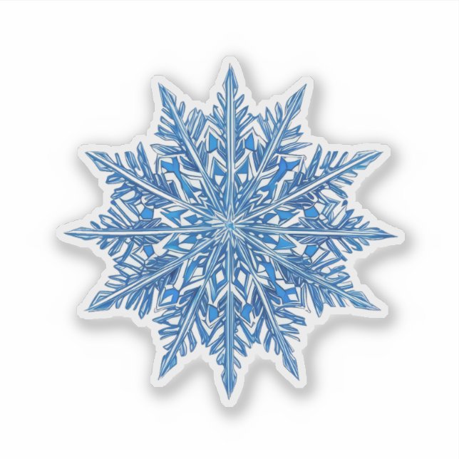 Pegatina de copo de nieve azul hielo (Anverso)
