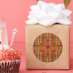 Pegatina de copos de nieve con trenzas rojas y ray