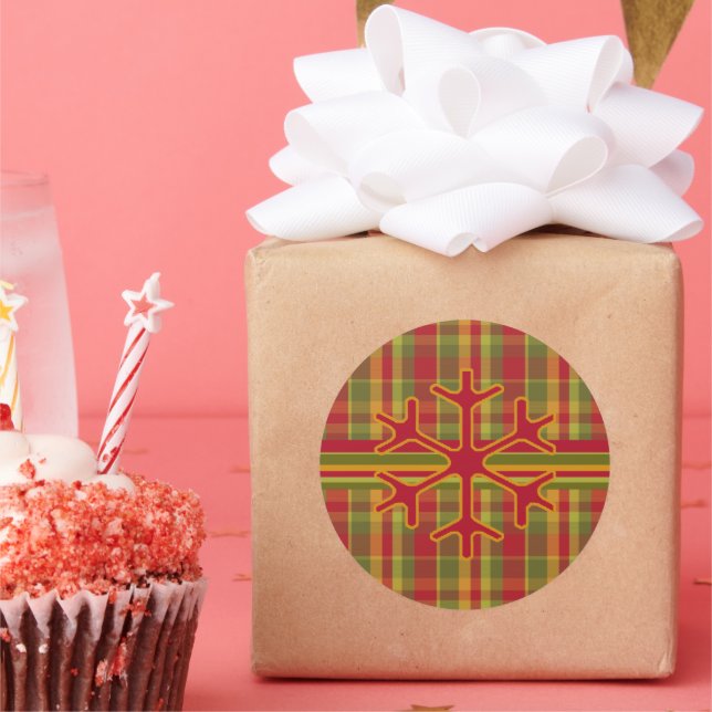 Pegatina de copos de nieve con trenzas rojas y ray (Fiesta)