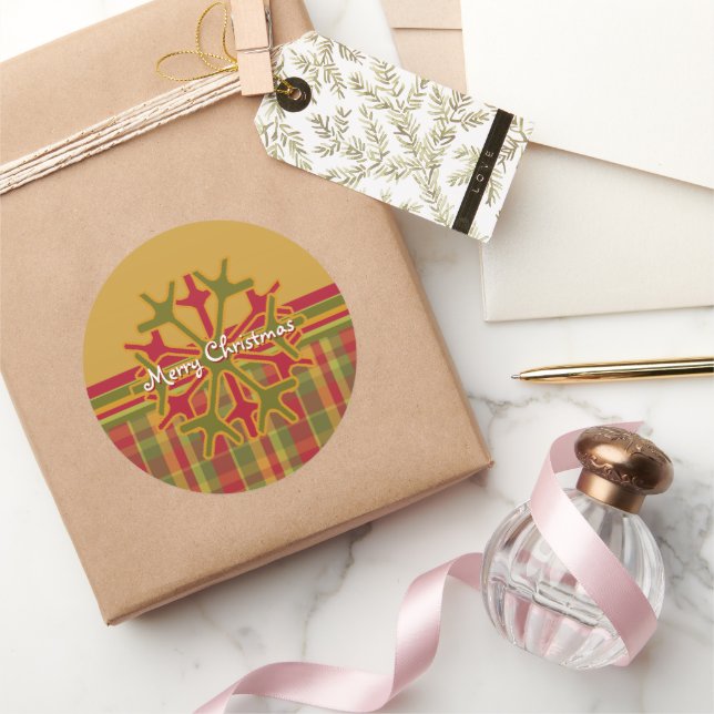 Pegatina de copos de nieve con trenzas rojas y ray (Regalar)