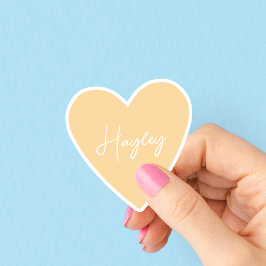 Pegatina de corazón amarillo femenino con nombre