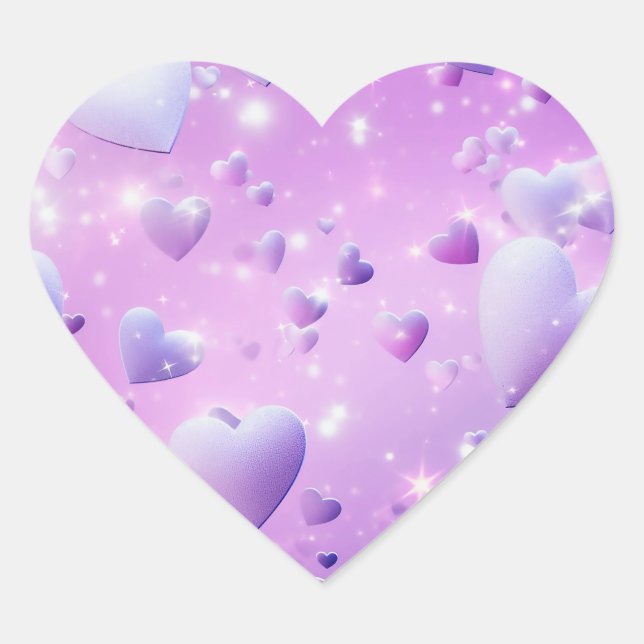 Pegatina de corazón con brillo púrpura (Anverso)