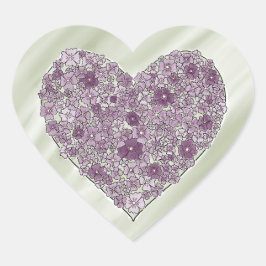 Pegatina de corazón con flores púrpuras