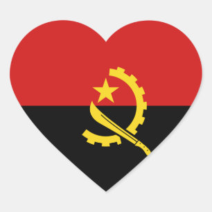 Pegatina de corazón con la bandera de Angola