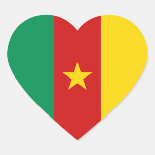 Pegatina de corazón con la bandera de Camerún