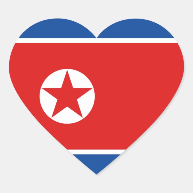 Pegatina de corazón con la bandera de Corea del No (Anverso)