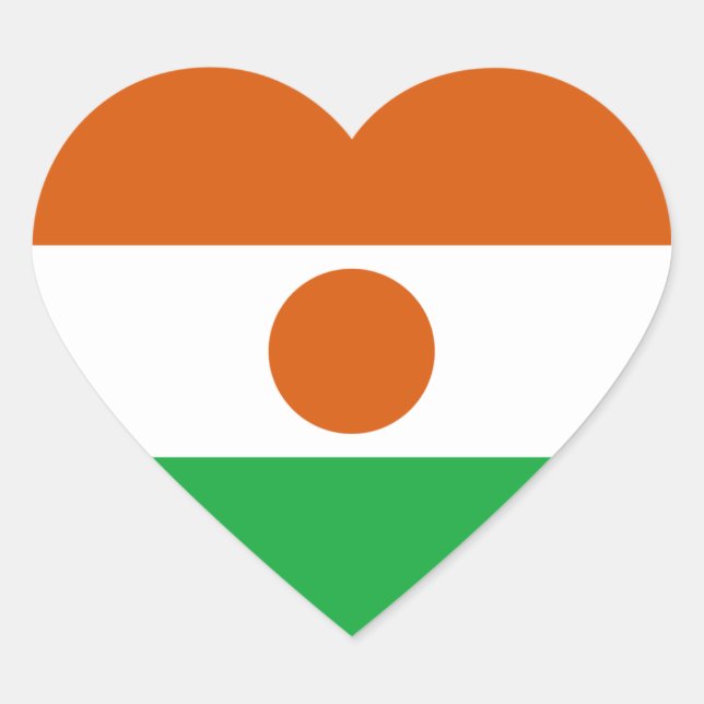 Pegatina de corazón con la bandera de Níger (Anverso)