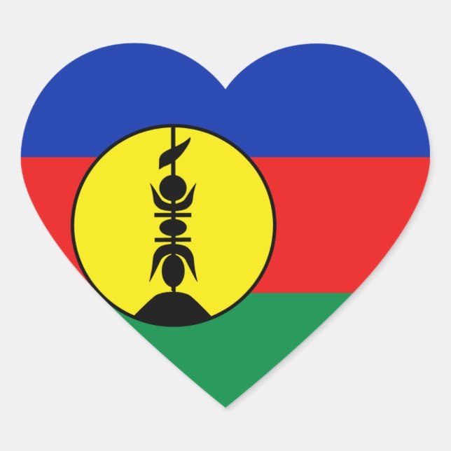 Pegatina de corazón con la bandera de Nueva Caledo (Anverso)