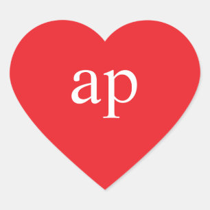 PEGATINA DE CORAZÓN CON MONOGRAMA   Etiqueta de Co