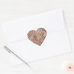Pegatina de corazón con patrón de colcha de patchw