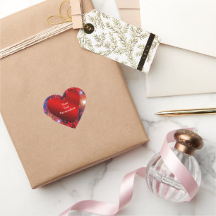 pegatina de corazón con patrón de flores de colore