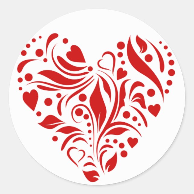 Pegatina de corazón con patrones artísticos (Anverso)