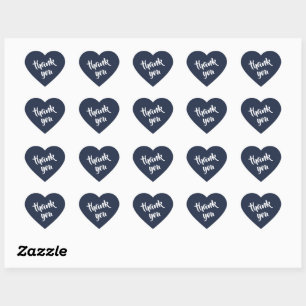 Pegatina de corazón de agradecimiento azul oscuro 
