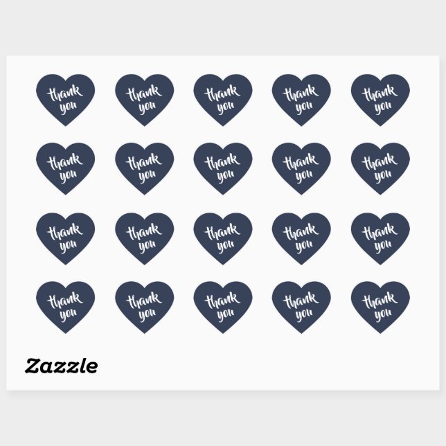 Pegatina de corazón de agradecimiento azul oscuro  (Hoja)