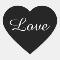 Pegatina de corazón de amor blanco y negro, favor 