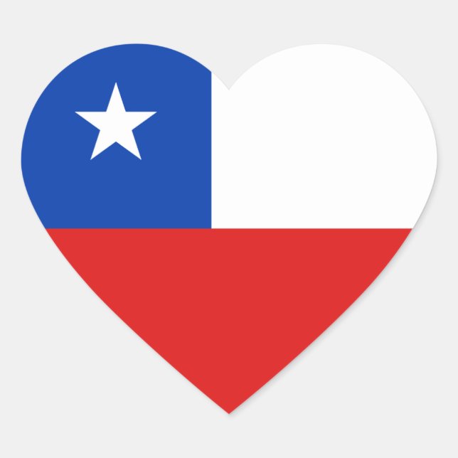 Pegatina de Corazón de Bandera de Chile (Anverso)