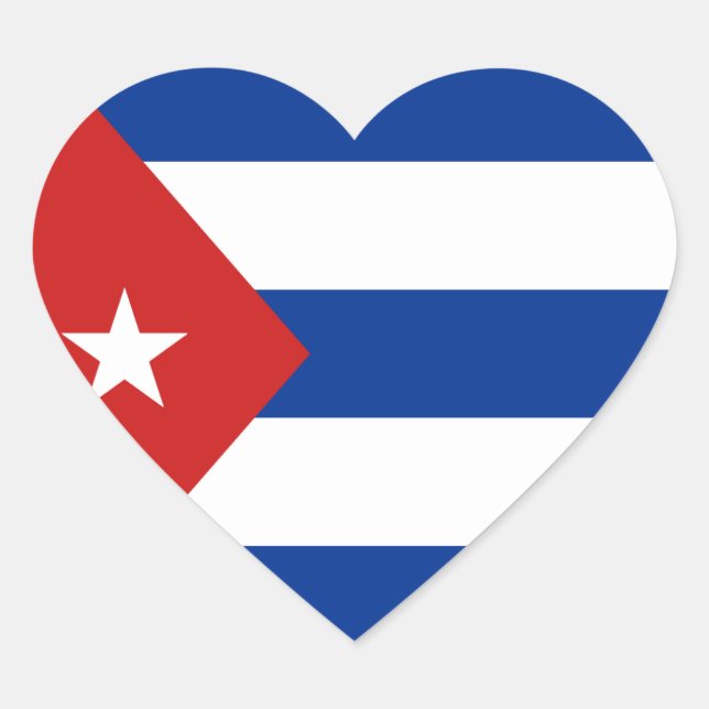 Pegatina de Corazón de Bandera de Cuba (Anverso)