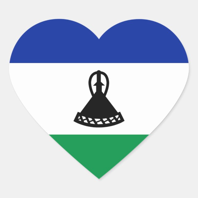 Pegatina de Corazón de Bandera de Lesoto (Anverso)