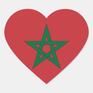 Pegatina de Corazón de Bandera de Marruecos