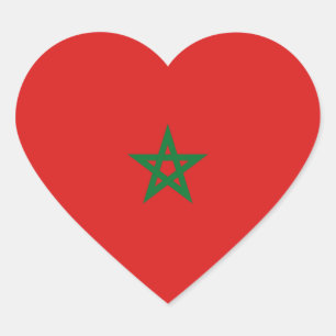 Pegatina de Corazón de Bandera de Marruecos