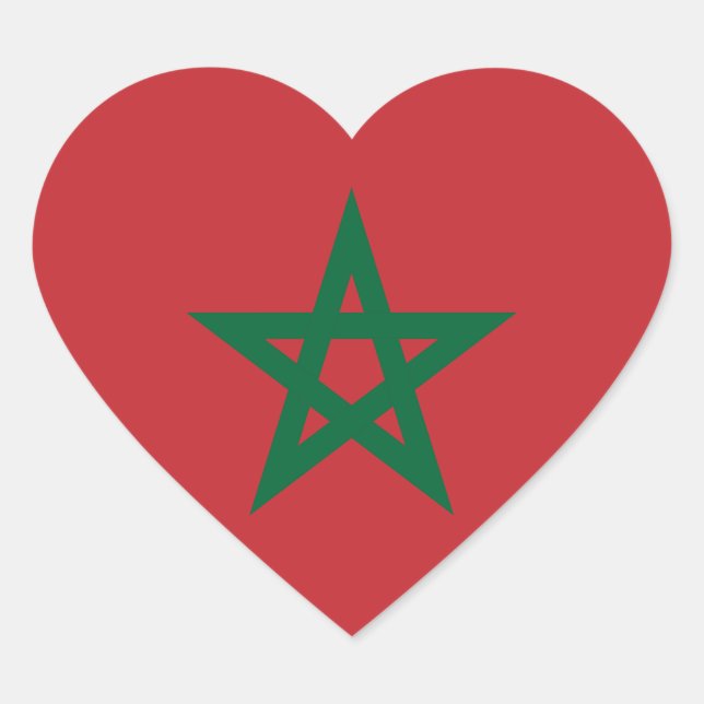 Pegatina de Corazón de Bandera de Marruecos (Anverso)