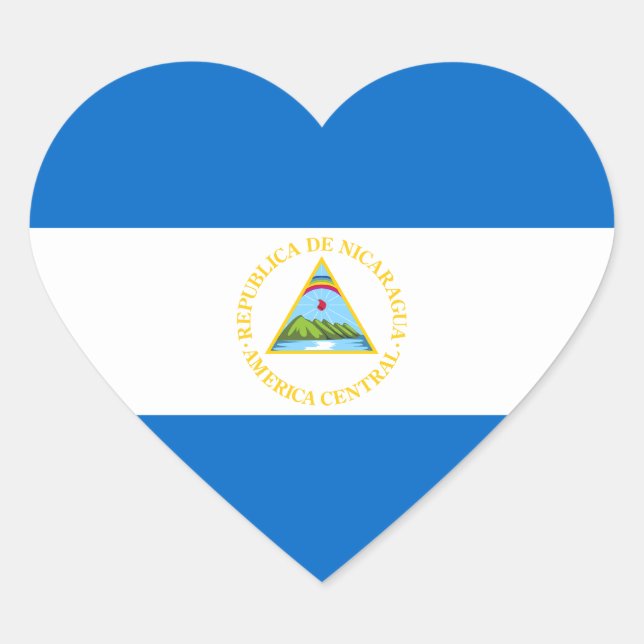 Pegatina de Corazón de Bandera de Nicaragua (Anverso)