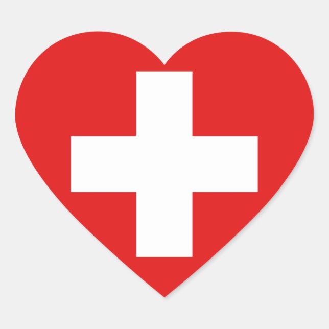 Pegatina de Corazón de Bandera de Suiza (Anverso)