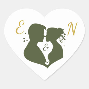 Pegatina de corazón de boda elegante editable en o