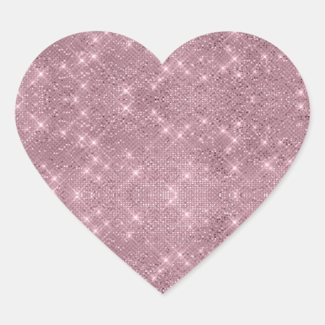 Pegatina de corazón de brillo rosa DAZZLE (Anverso)