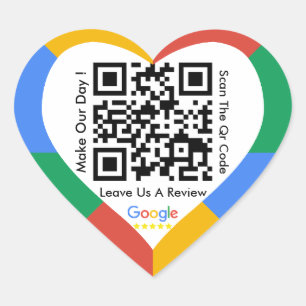 Pegatina de corazón de código QR de Google Review