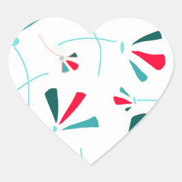 Pegatina de corazón de composición de flores volad