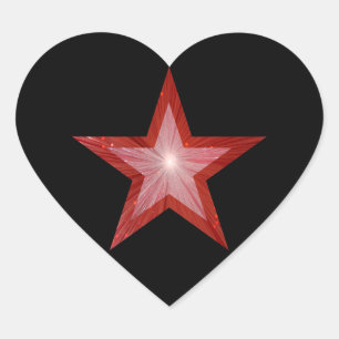Pegatina de corazón de Estrella Roja negro