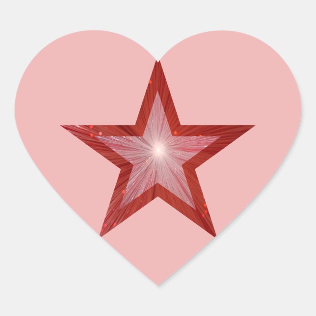 Pegatina de corazón de Estrella Roja rosa (Anverso)
