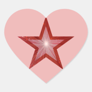 Pegatina de corazón de Estrella Roja rosa