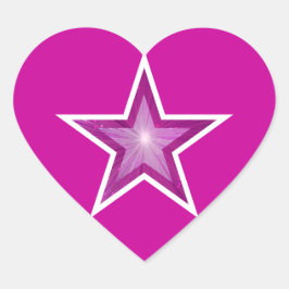 Pegatina de corazón de Estrella rosa rosa