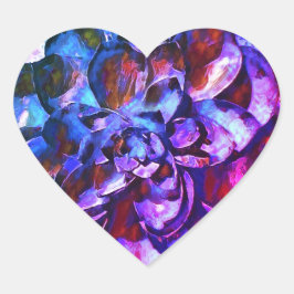 Pegatina de corazón de flor púrpura y zafiro