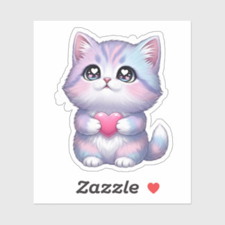 Pegatina de corazón de gatito Kawaii adorable amor