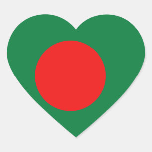 Pegatina de corazón de la bandera de Bangladesh