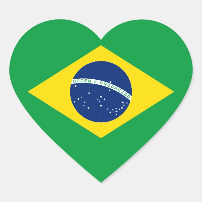 Pegatina de corazón de la bandera de Brasil (Anverso)