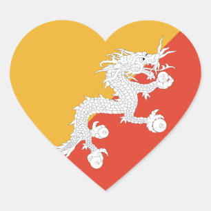 Pegatina de corazón de la bandera de Bután
